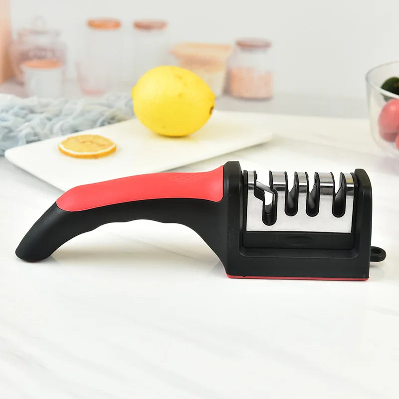 4-Segment Kitchen Knife Sharpener | Multi-Functional Handheld Sharpening Tool – Black