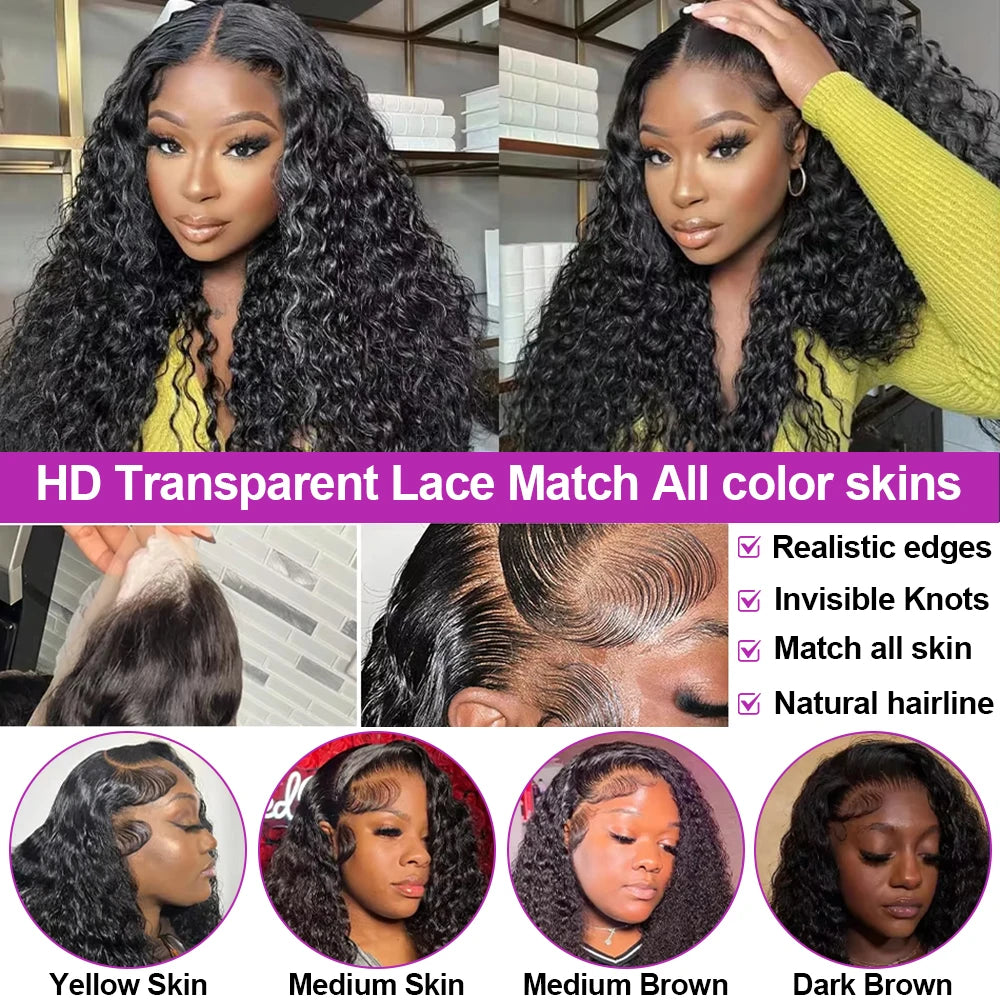 Deep Water Wave Curly Bob HD Lace Front Wig | 100% Remy Human Hair | Transparent Lace 13x4 / 13x6