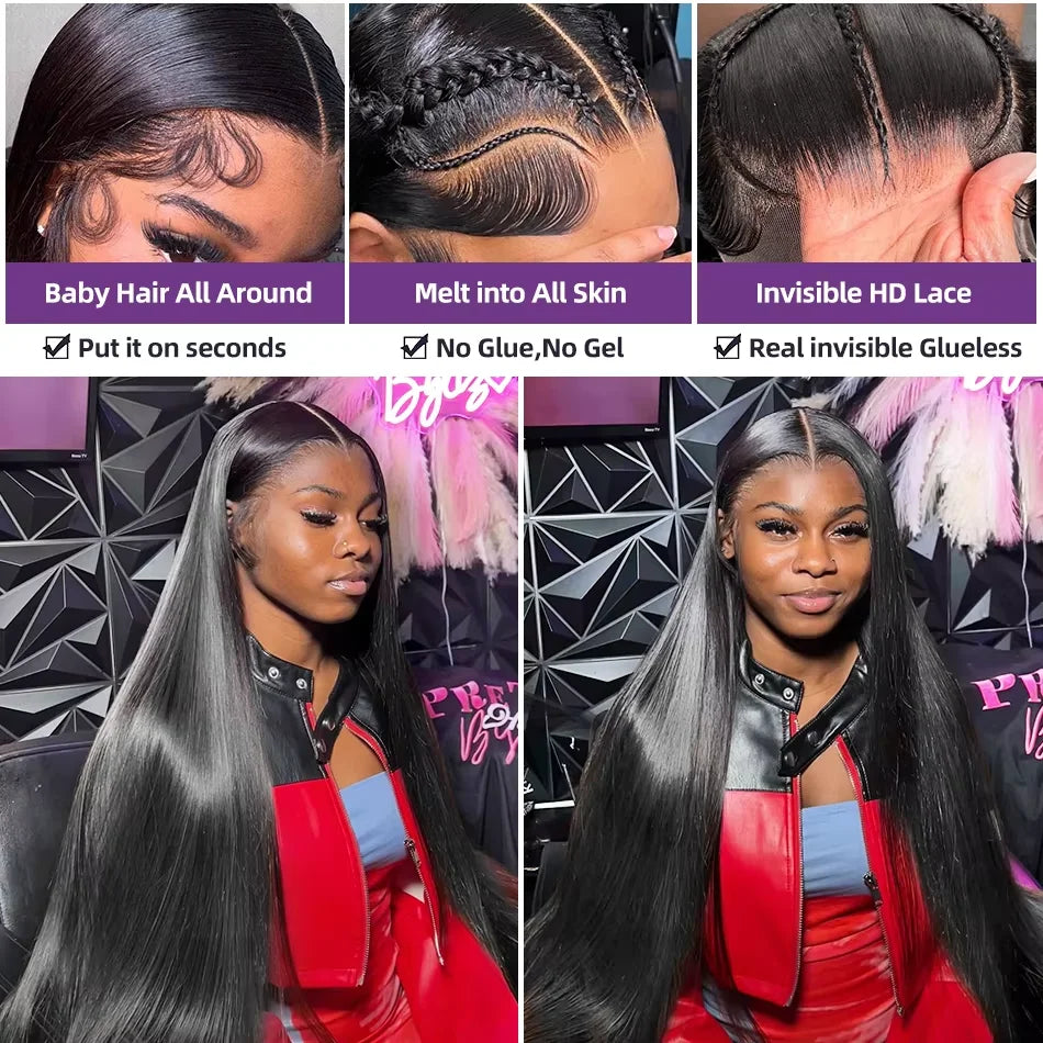 Hidden Strap Drawstring Straight Lace Wig – Glueless HD Lace Human Hair (360 Full Lace / 13x4 / 5x5 Closure)