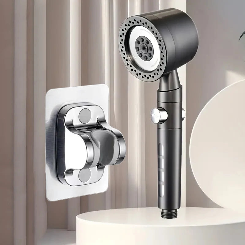 New High Pressure Water Saving Filter Shower Head 5 Modes Handheld Shower Head One Button Stop Bathroom Accessories Set