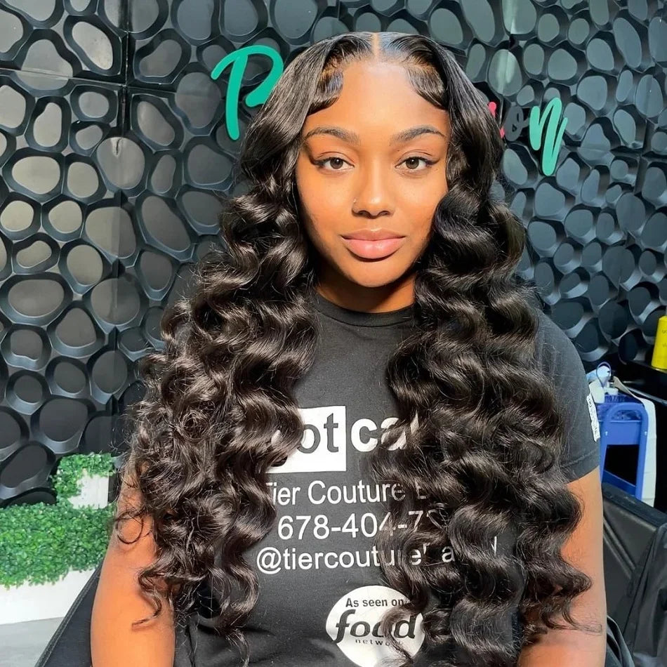 HD 13x6 Loose Natural Wave Lace Front Human Hair Wig – 250% Density, 30–40 Inch, Transparent Full/Frontal Lace