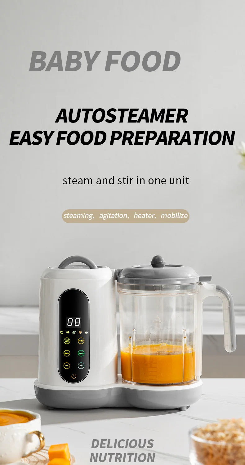 Automatic Baby Food Maker – 6-in-1 Steamer, Blender, Puree & Milk Warmer with Temperature Display