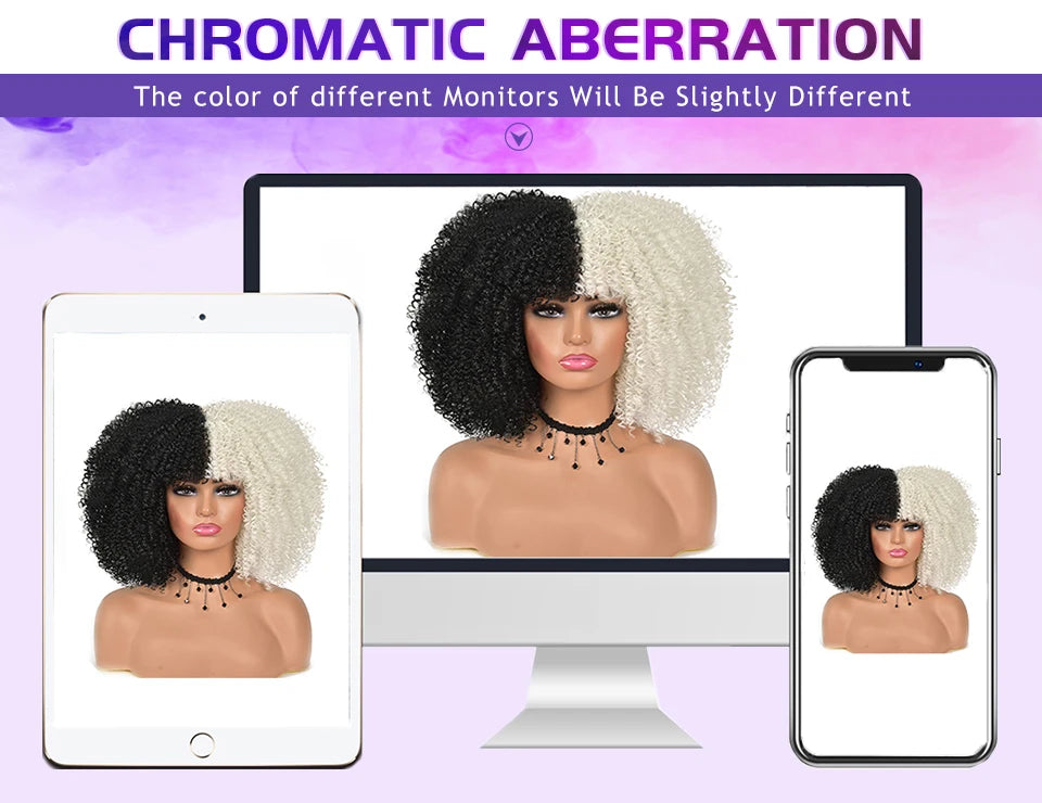 Latisha 13x6 Lace Front Wig – Curly Highlight Synthetic Wig with Baby Hair, 24 Inch Heat-Resistant Fiber