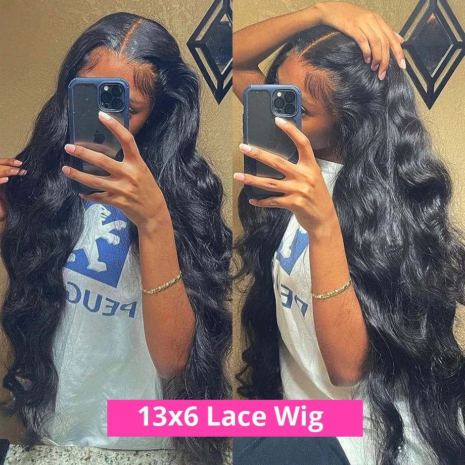 HD Transparent 13x4 · 13x6 Body Wave Lace Front Human Hair Wig – 30/36 Inch Pre-Plucked Brazilian Wig