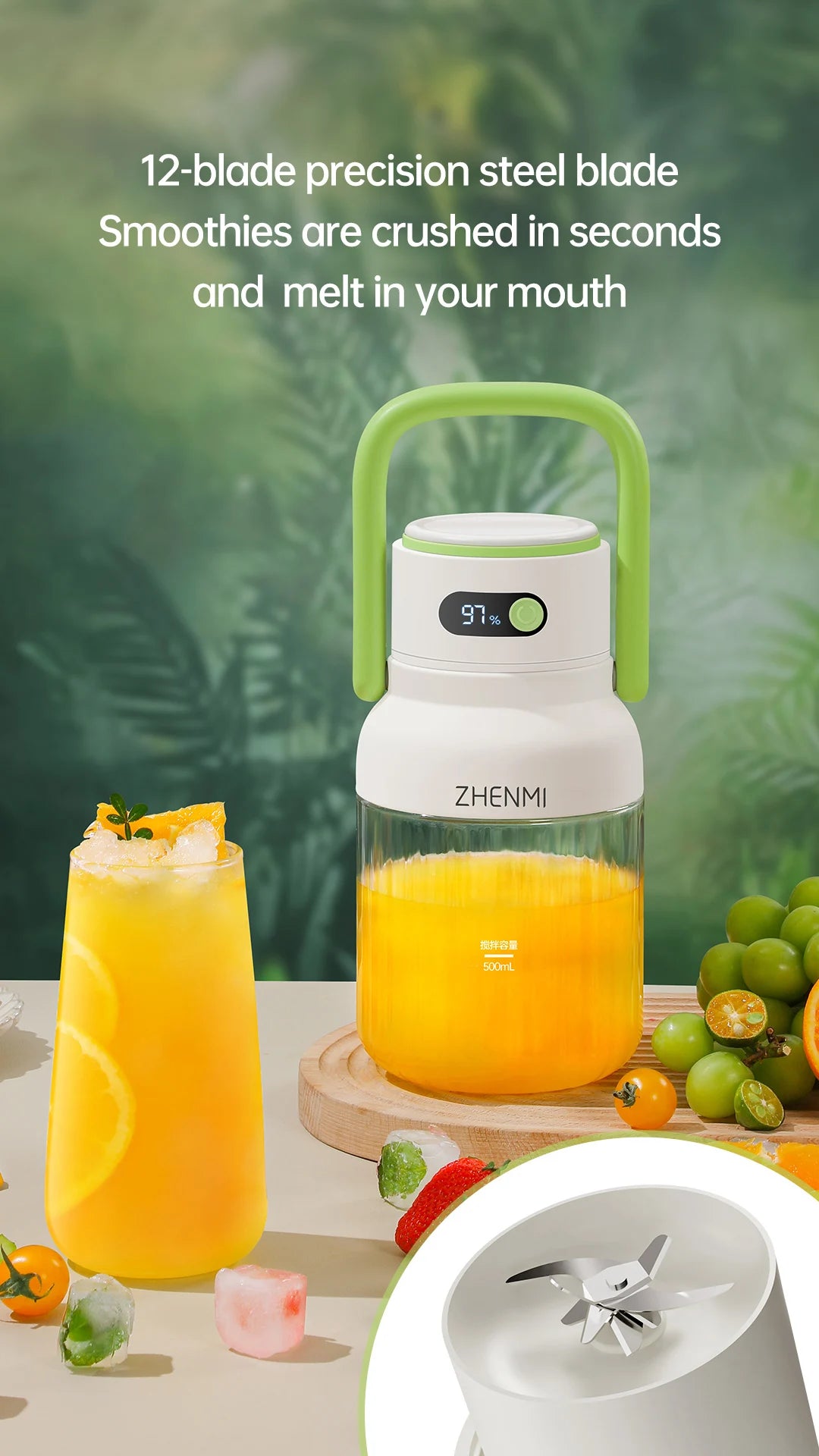 Portable Juicer 33oz – USB-C Rechargeable Fruit & Vegetable Juice Maker, Easy to Clean