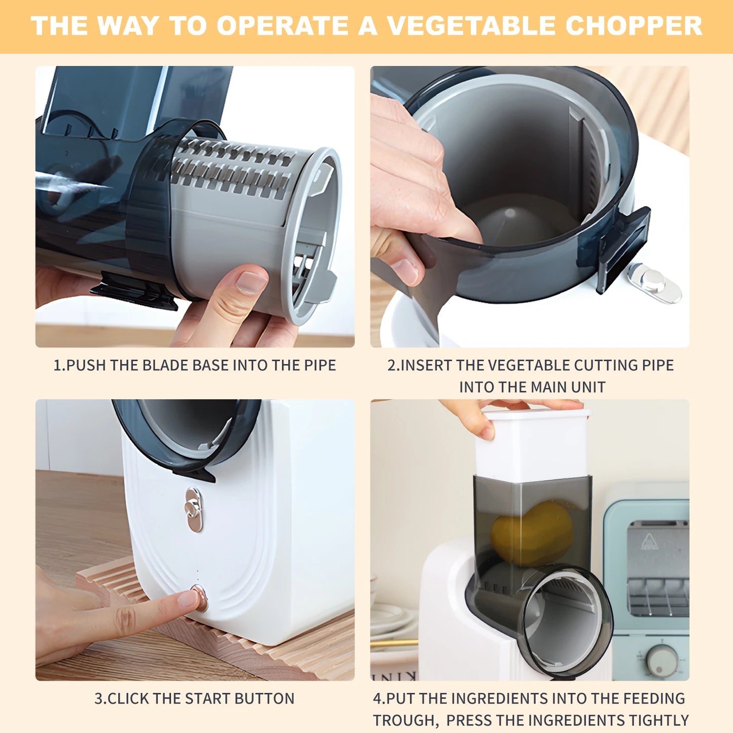 Electric Cheese & Vegetable Grater – 5-in-1 Slicer, Shredder & Food Processor for Salad & Fruits