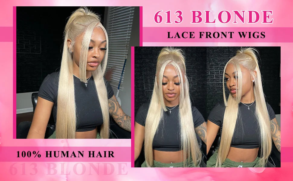 613 Honey Blonde Bone Straight Lace Frontal Wig – 13x6 HD Transparent, 30 & 40 Inch, 200% Density