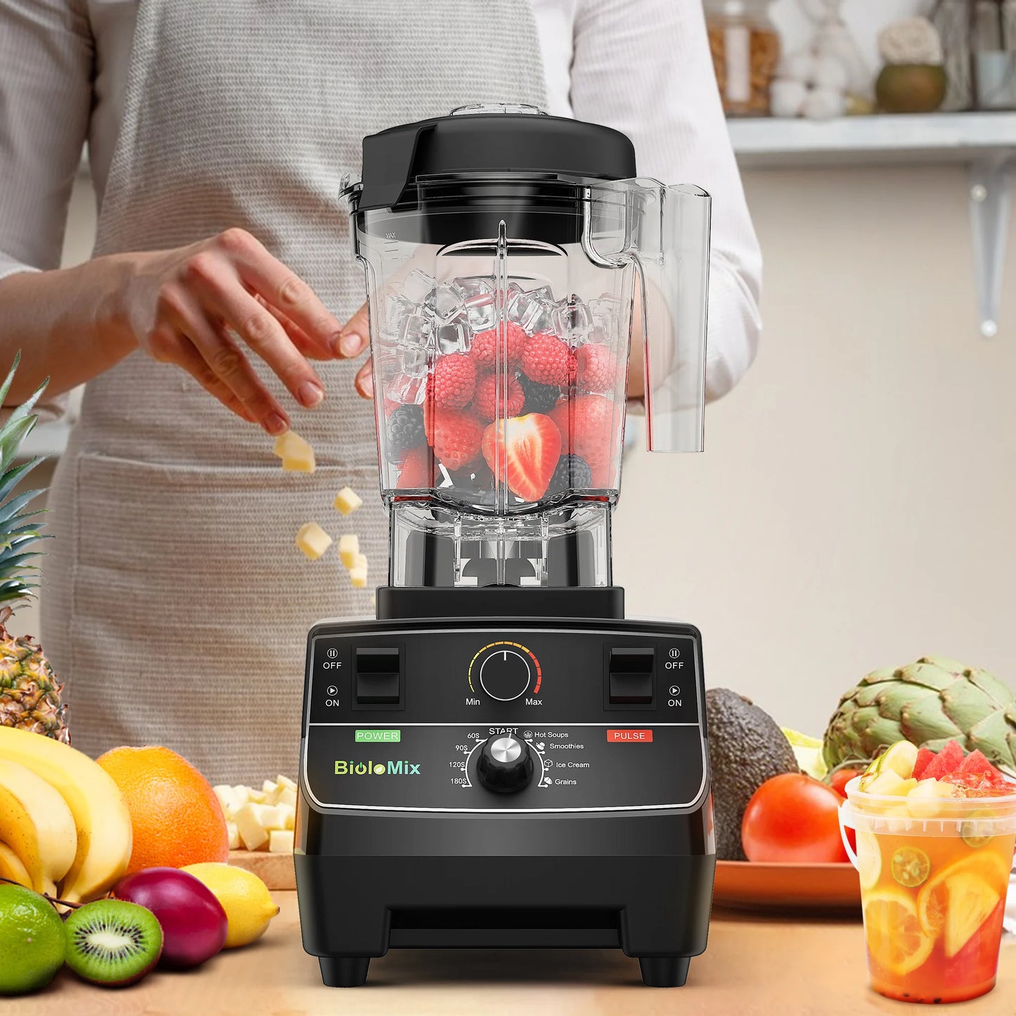 Biolomix 2L Professional Blender – 2200W, Smart Timer, Pre-Programmed