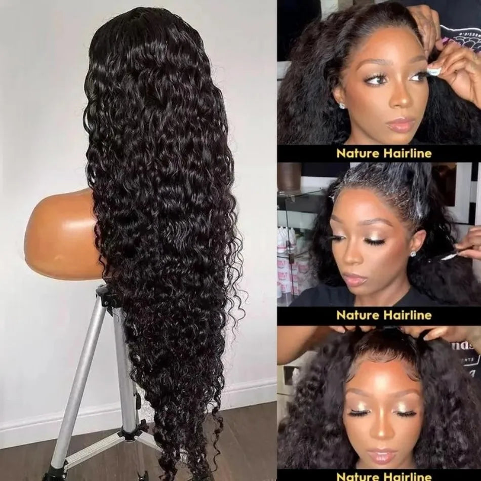 Frolo 360 Full Lace Invisible Drawstring Deep Wave Curly Human Hair Wig (13x4 HD Lace, 220 Density, Brazilian Remy)