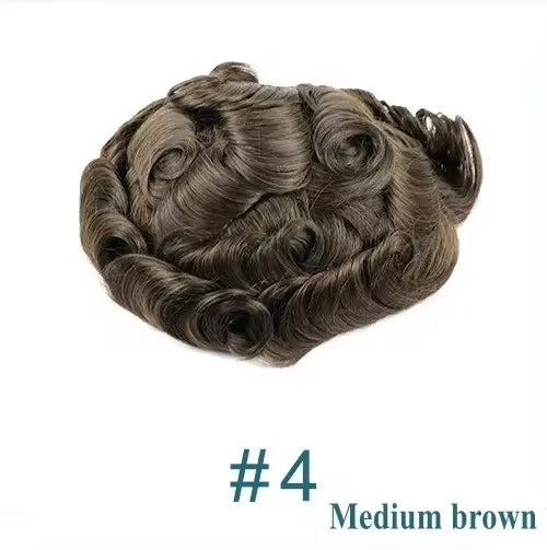 Men's Human Hair Toupee Wig – 30mm Wave, Natural Straight, 0.1mm PU Base