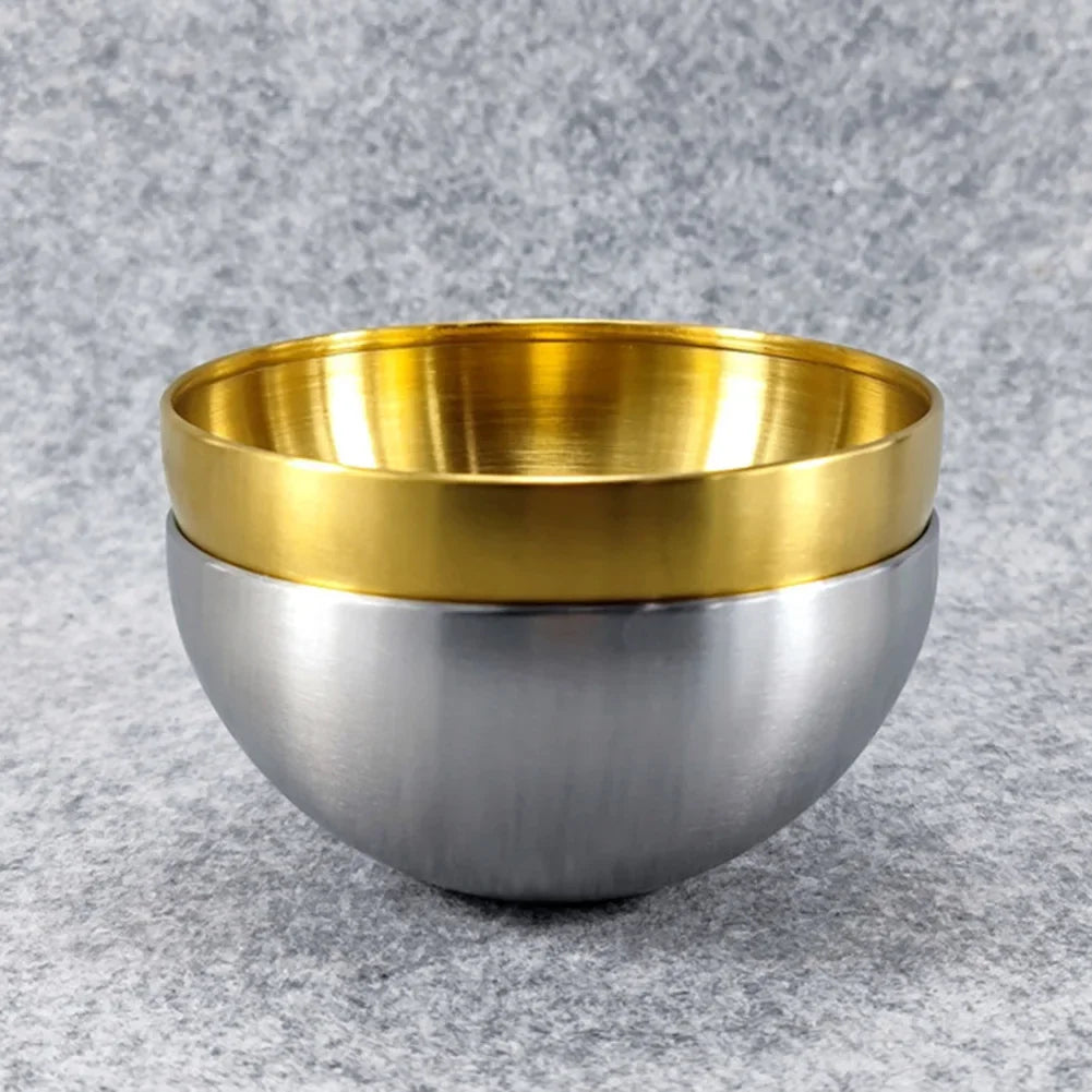 Gold & Silver Stainless Steel Bowl – Fruit, Salad & Ramen Tableware
