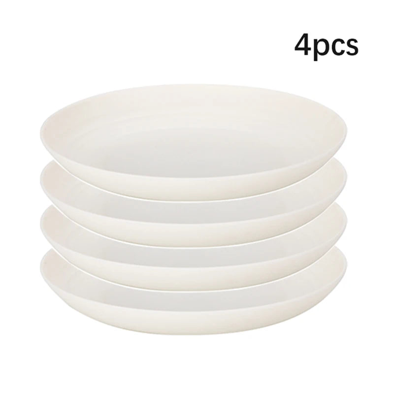 White Plastic Tableware Set – 4/16pcs Plates, Bowls & Cups for Home & Outdoor Dining