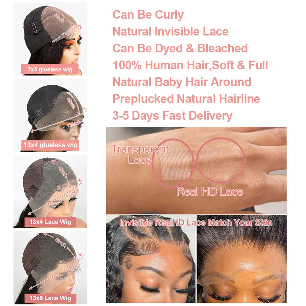 Deep Water Wave Curly Bob Human Hair Wig – 13x6 Transparent Lace Frontal, Glueless (7x5), 250% Density (12–14 Inch)