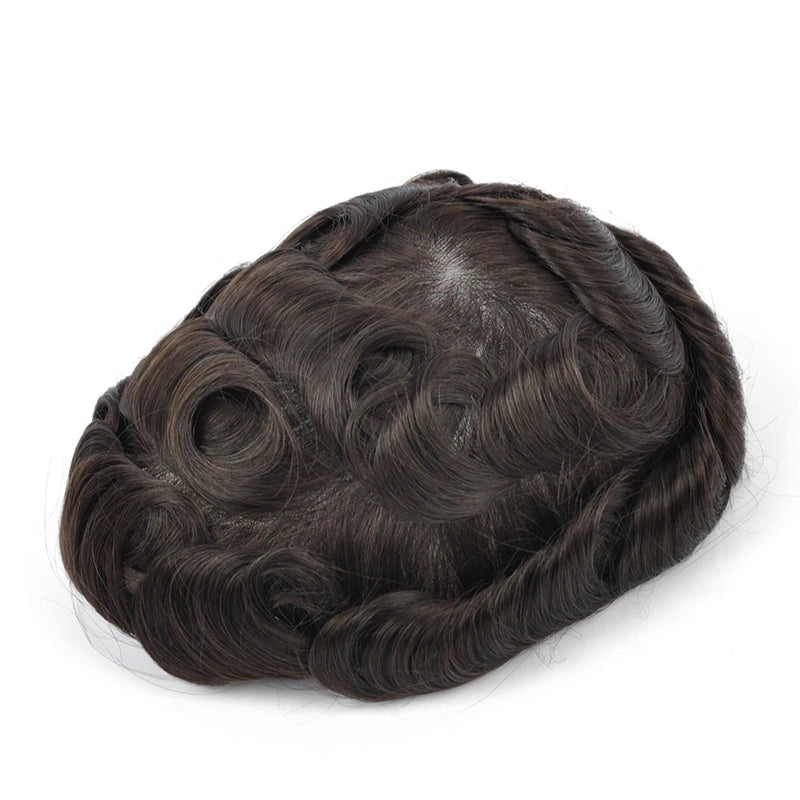 Topunique Full Swiss Lace Men's Toupee | 90% Light Density Hair System for Men