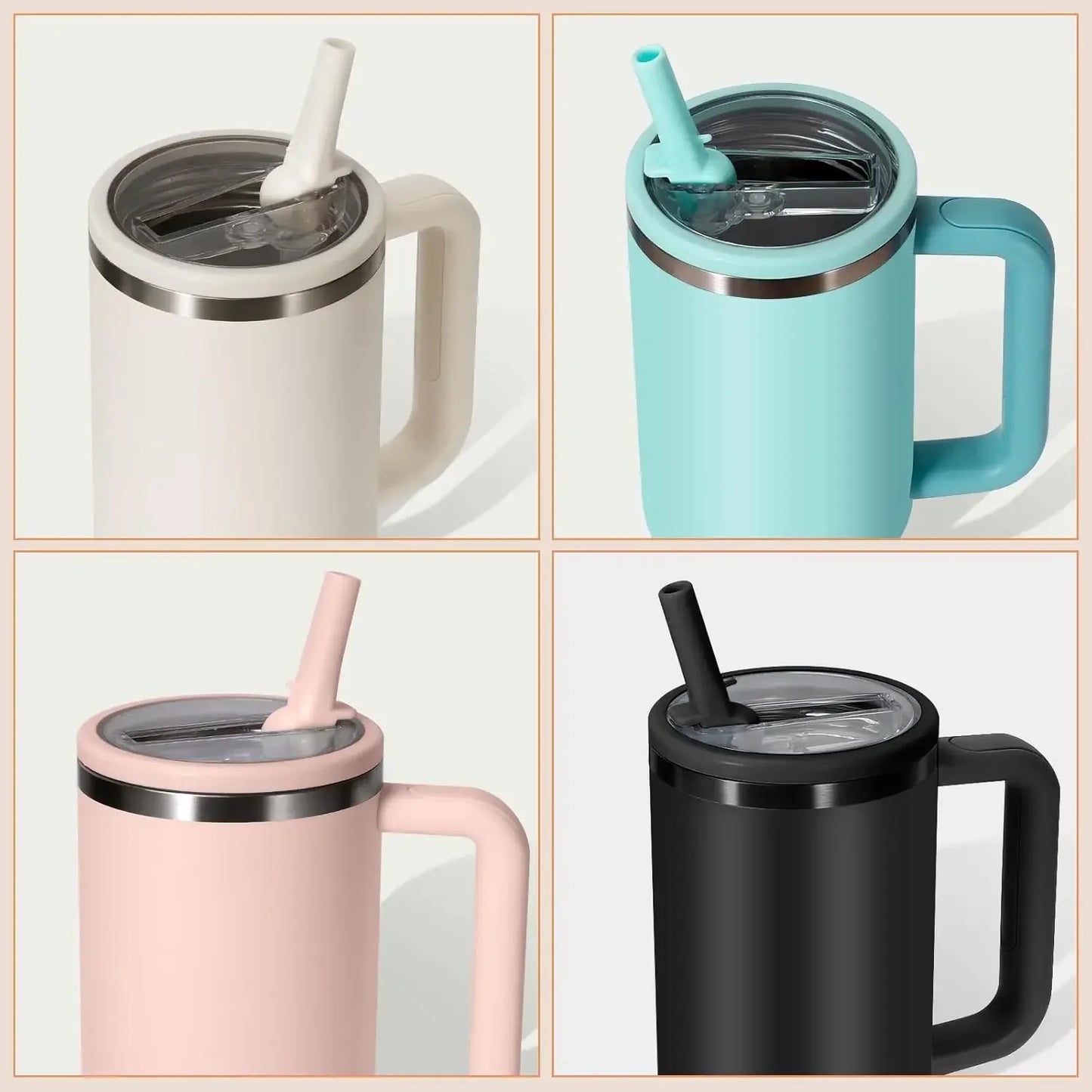 40oz Flip Straw Leak-Proof Lid – Replacement Tumbler Cover Compatible with Stanley Cup