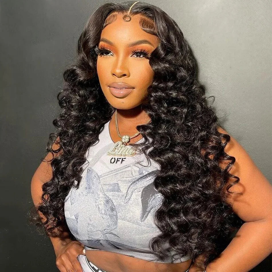 HD 13x6 Loose Natural Wave Lace Front Human Hair Wig – 250% Density, 30–40 Inch, Transparent Full/Frontal Lace