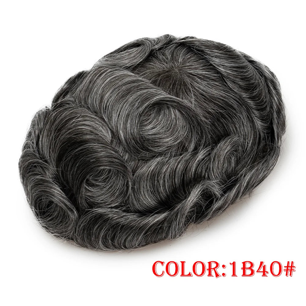 Men's Toupee Hair System | Natural Hairline Indian Human Hair | 0.1mm Thin PU Skin Base