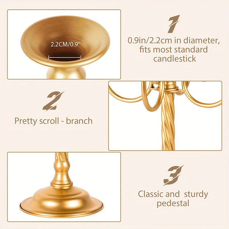 5-Arm Metal Candelabra Candle Holder – 19.6" Tall Decorative Candle Stand for Weddings, Events & Holidays