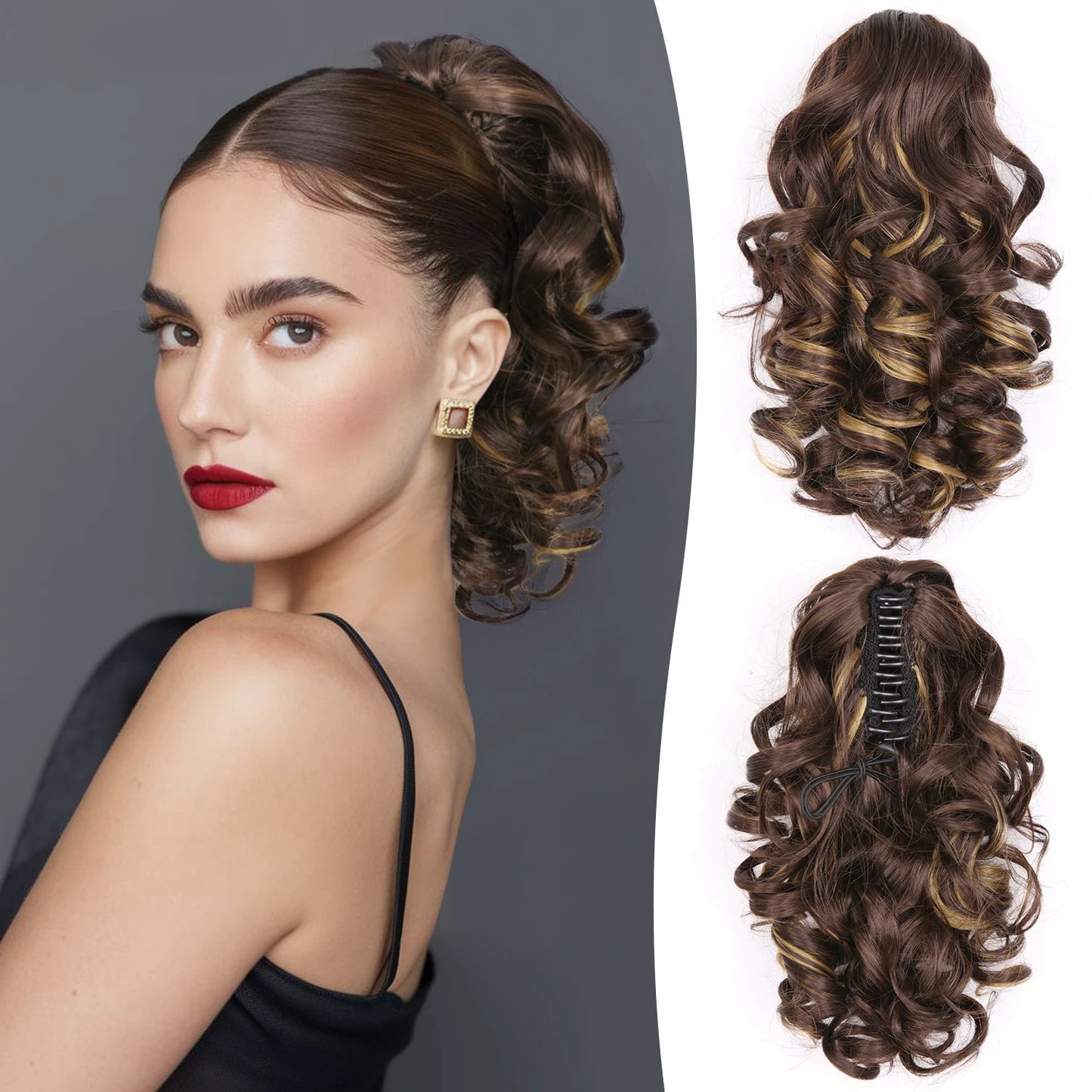 Curly Claw Ponytail Hair Extension | Synthetic Clip-On Hairpiece | 12 Inch | 100g | Multiple Colors
