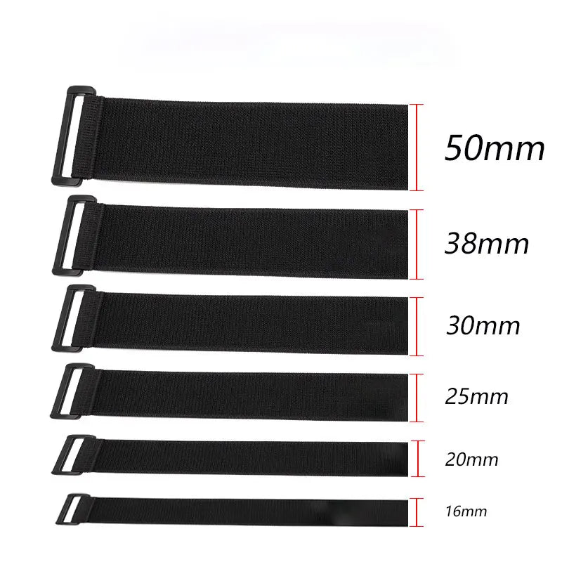 5PCS Elastic Hook & Loop Cable Strap – Adjustable Nylon Organizer with Buckle for Cables, Bags & Tools