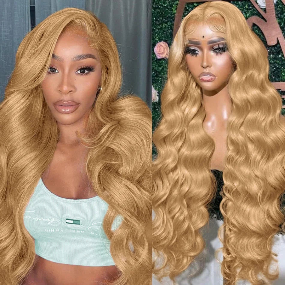 #27 Honey Blonde Body Wave 13x6 HD Lace Front Human Hair Wig (250 Density, Brazilian Remy)