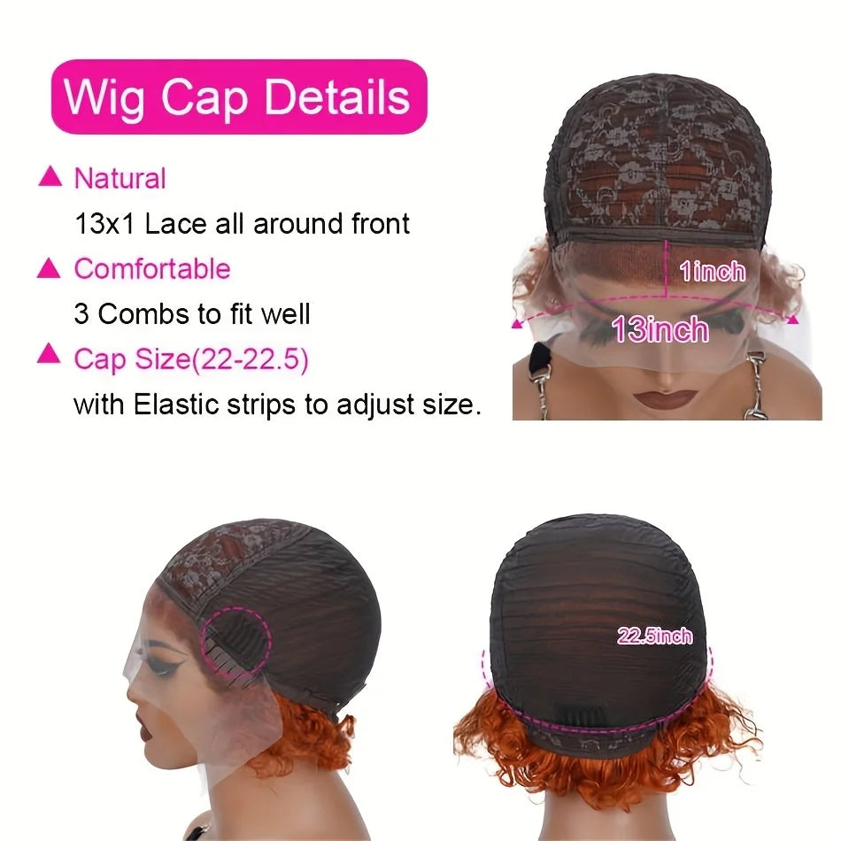 13x1 Pixie Cut Kinky Curly Lace Front Human Hair Wig (Peruvian, Short 4–16")