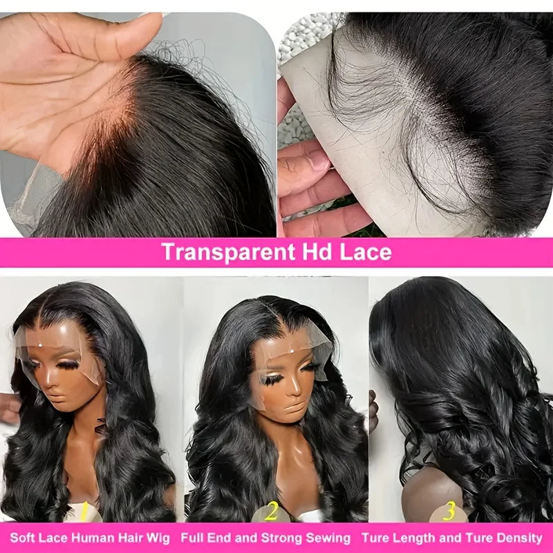 200 Density Brazilian Remy Body Wave Lace Front Wig | Transparent Swiss Lace (13x6 / 13x4)