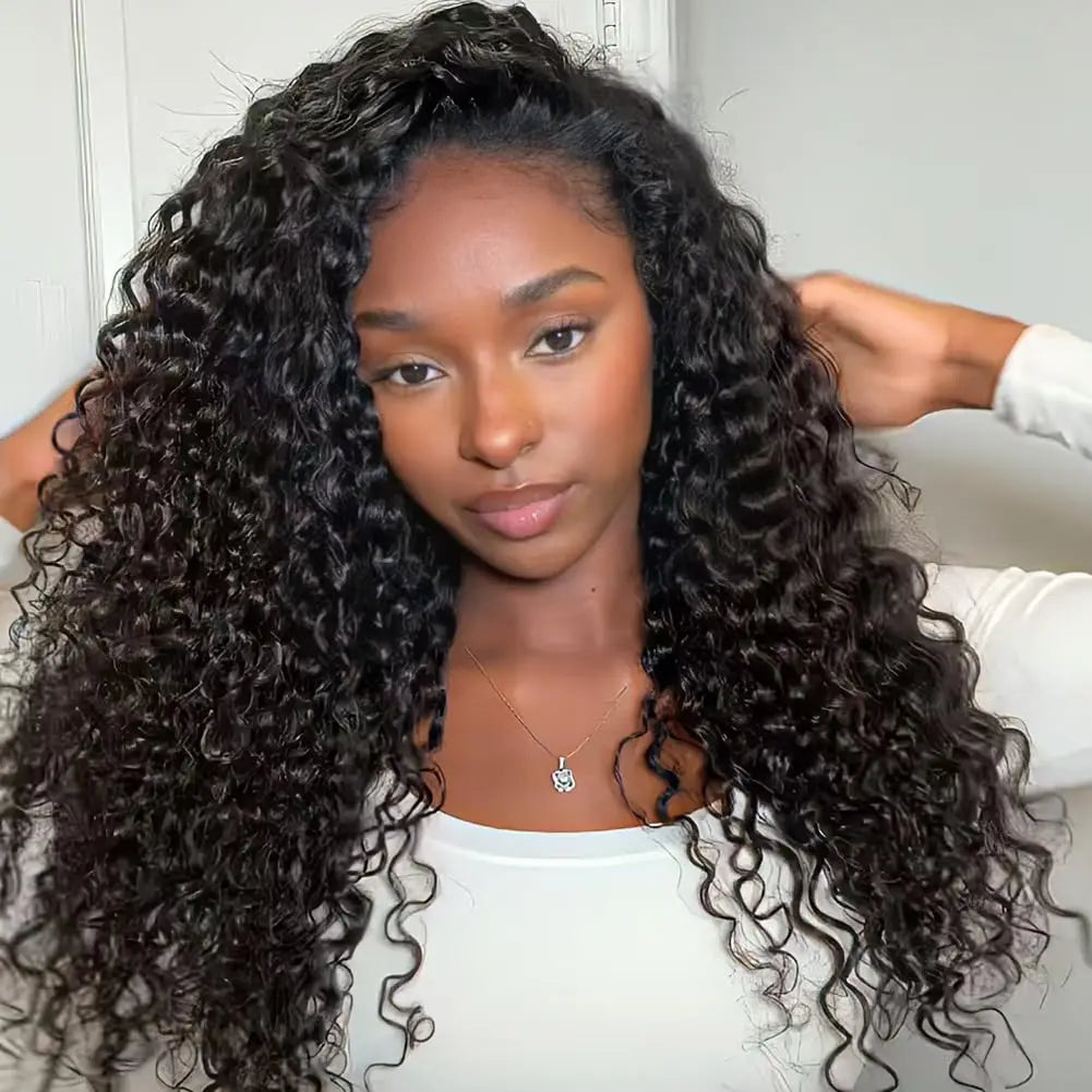 Le mythe 13x6 HD Deep Wave Lace Frontal Human Hair Wig (30–40 Inch) – 5x5 Glueless Water Curly Wear & Go