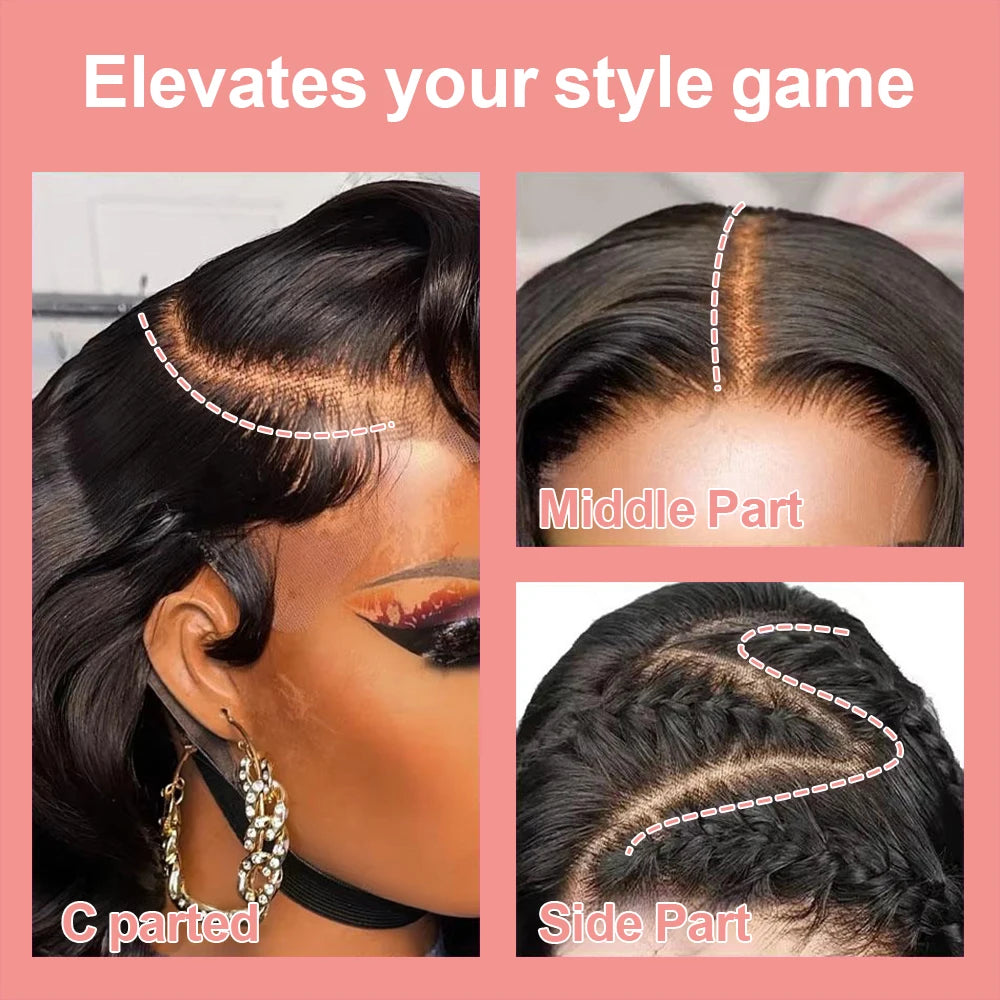 Body Wave Short Bob HD Glueless Lace Front Human Hair Wig – 4x4 / 5x5 / 13x4 Options