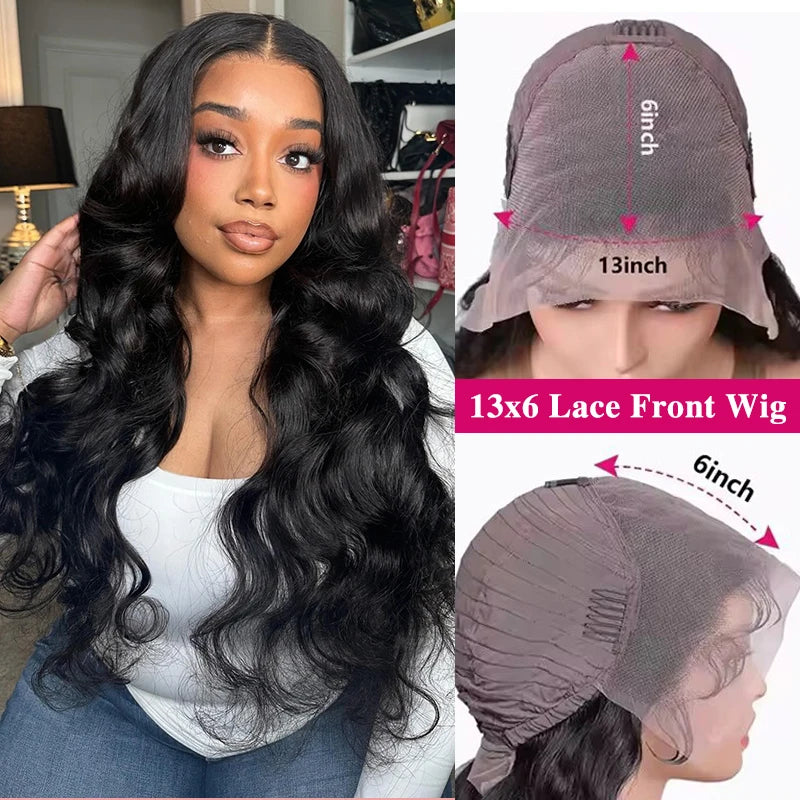 32–36 Inch Body Wave 13x6 HD Lace Front Human Hair Wig – 200% Density