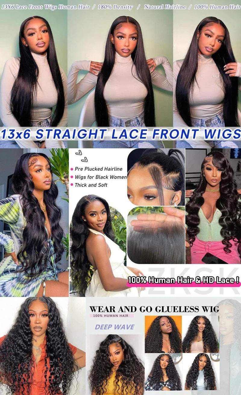 Bling Hair Body Wave 13x6 Lace Front Human Hair Wig (13x4 Option, Transparent Lace, 30–32 Inch, 180% Density)