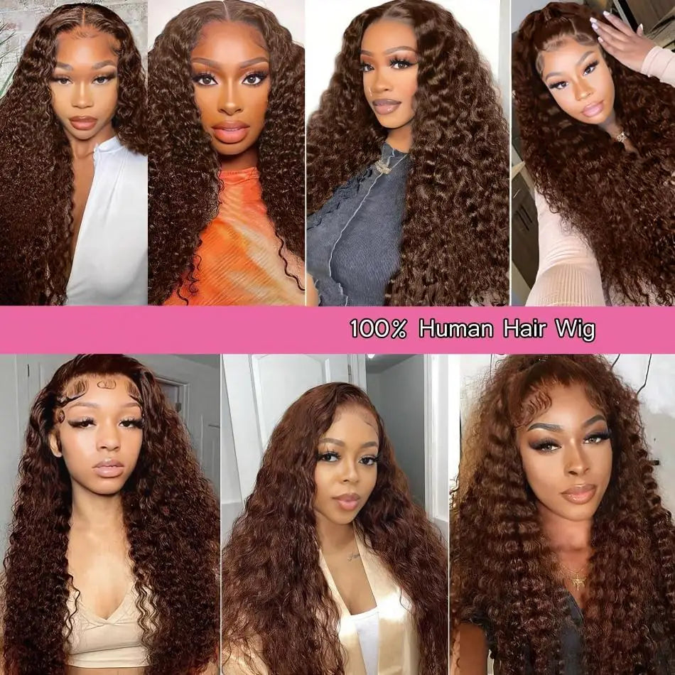 Chocolate Brown Curly HD Lace Front Wig (13x4 / 13x6) – Brazilian Remy Human Hair