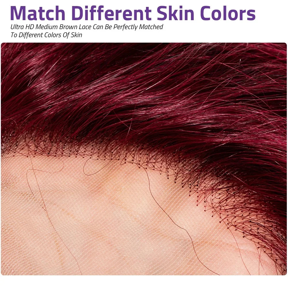 99J Burgundy HD Lace Wig | Straight Human Hair 4x4 / 5x5 / 13x4 / 13x6 Lace Front