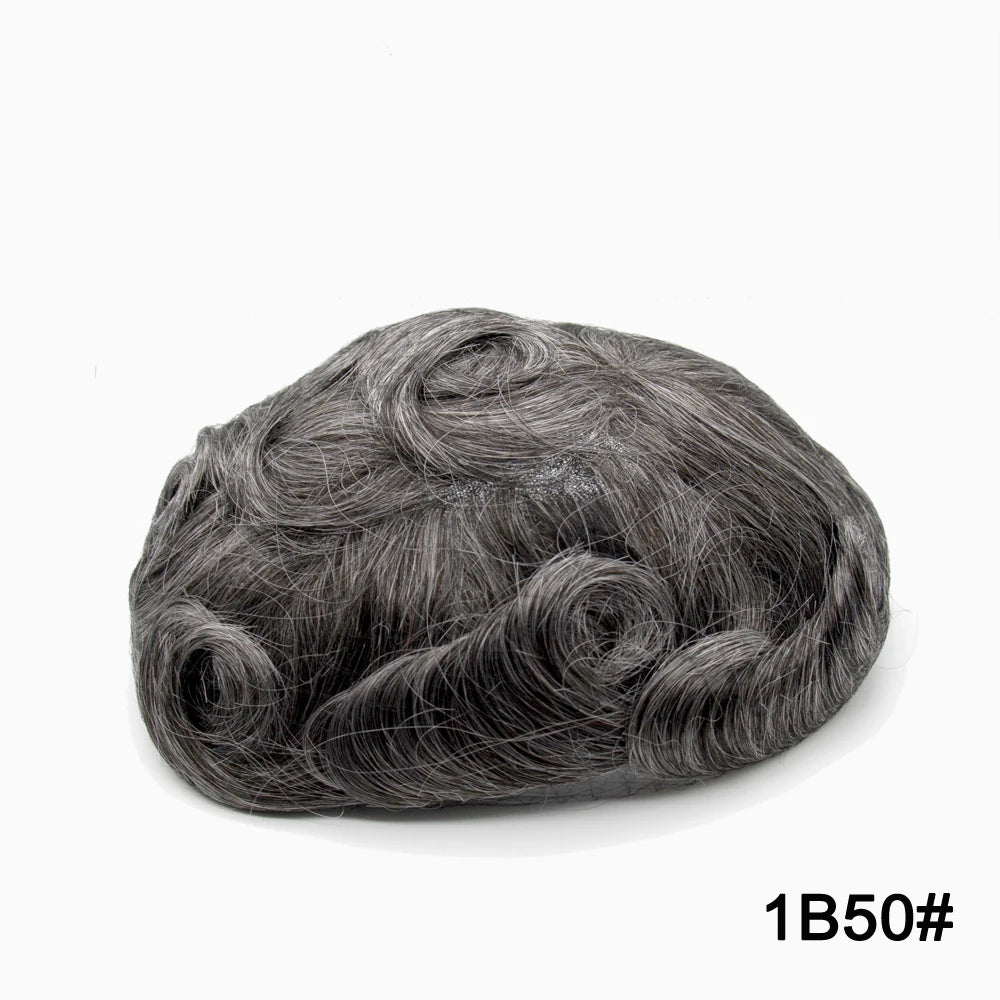 Men's Human Hair Toupee – Lace & PU Base, Straight, 6x8 / 7x9 / 8x10