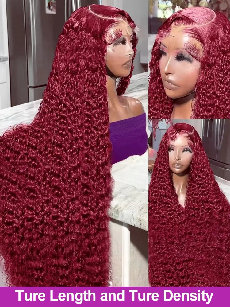 99J Burgundy Deep Curly 13x6 HD Lace Front Human Hair Wig