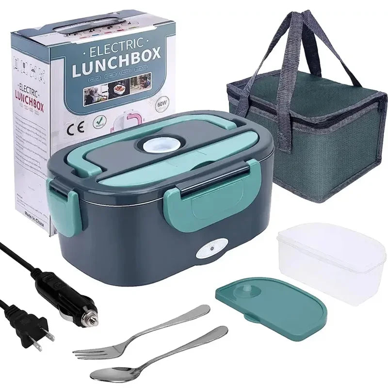 1.5L Electric Heated Lunch Box – 60W Portable Food Warmer for Car, Office & Home | Leak-Proof Stainless Steel Bento