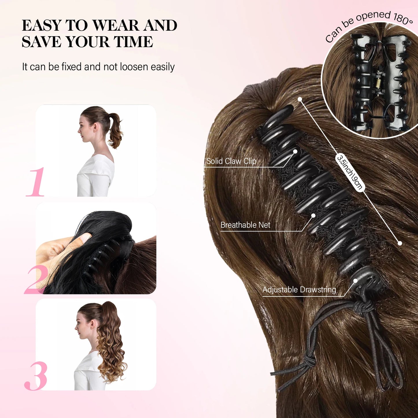Curly Claw Ponytail Hair Extension | Synthetic Clip-On Hairpiece | 12 Inch | 100g | Multiple Colors