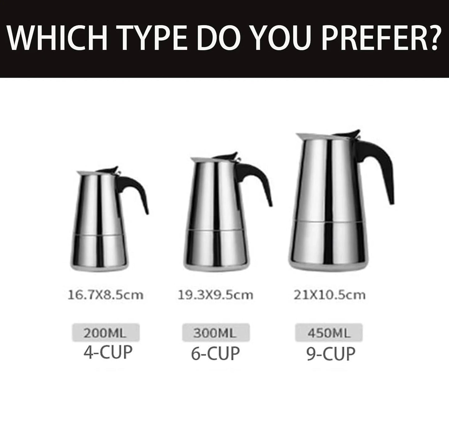 Classic Aluminum Stovetop Moka Pot (4/6/9 Cups) – Authentic Italian Espresso, Anywhere