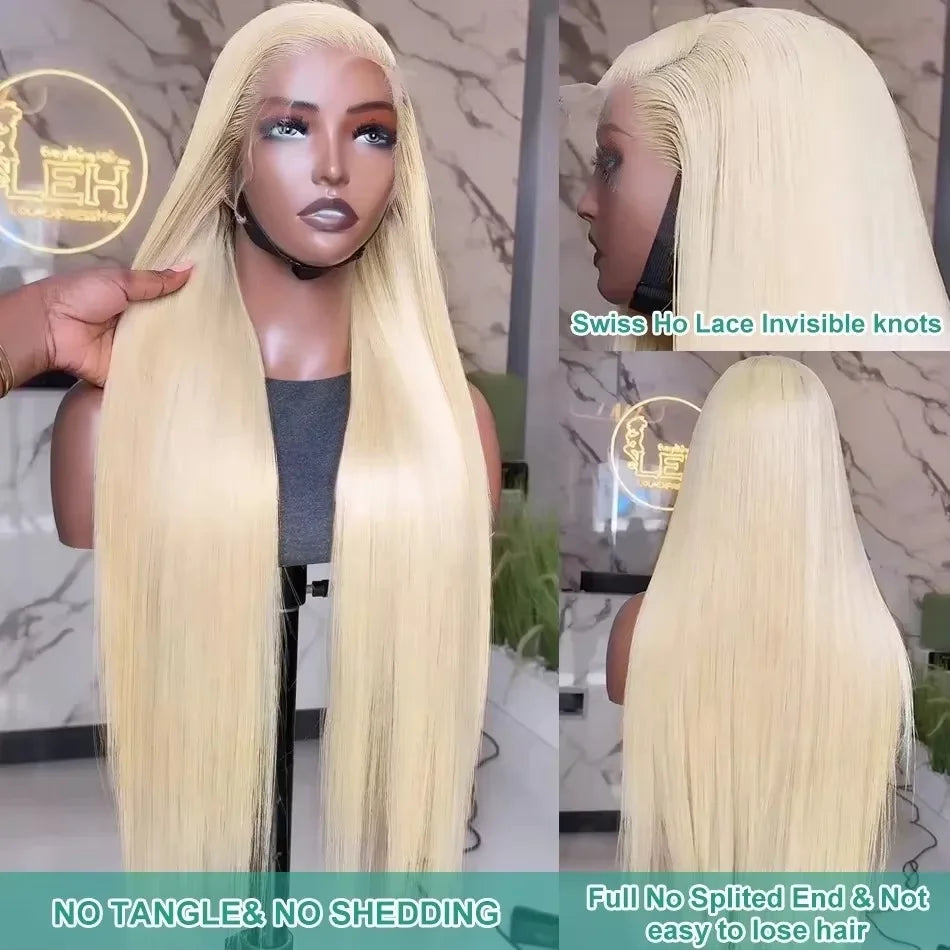 613 Blonde HD Transparent Lace Front Wig (13x6) 40–44 Inch Straight Human Hair