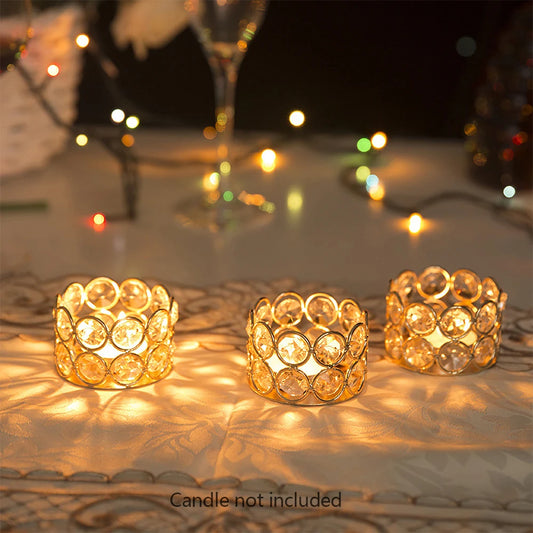 24PCS Crystal Gold Votive Candle Holders – Elegant Decorative Tealight Holders for Weddings, Parties & Gifts