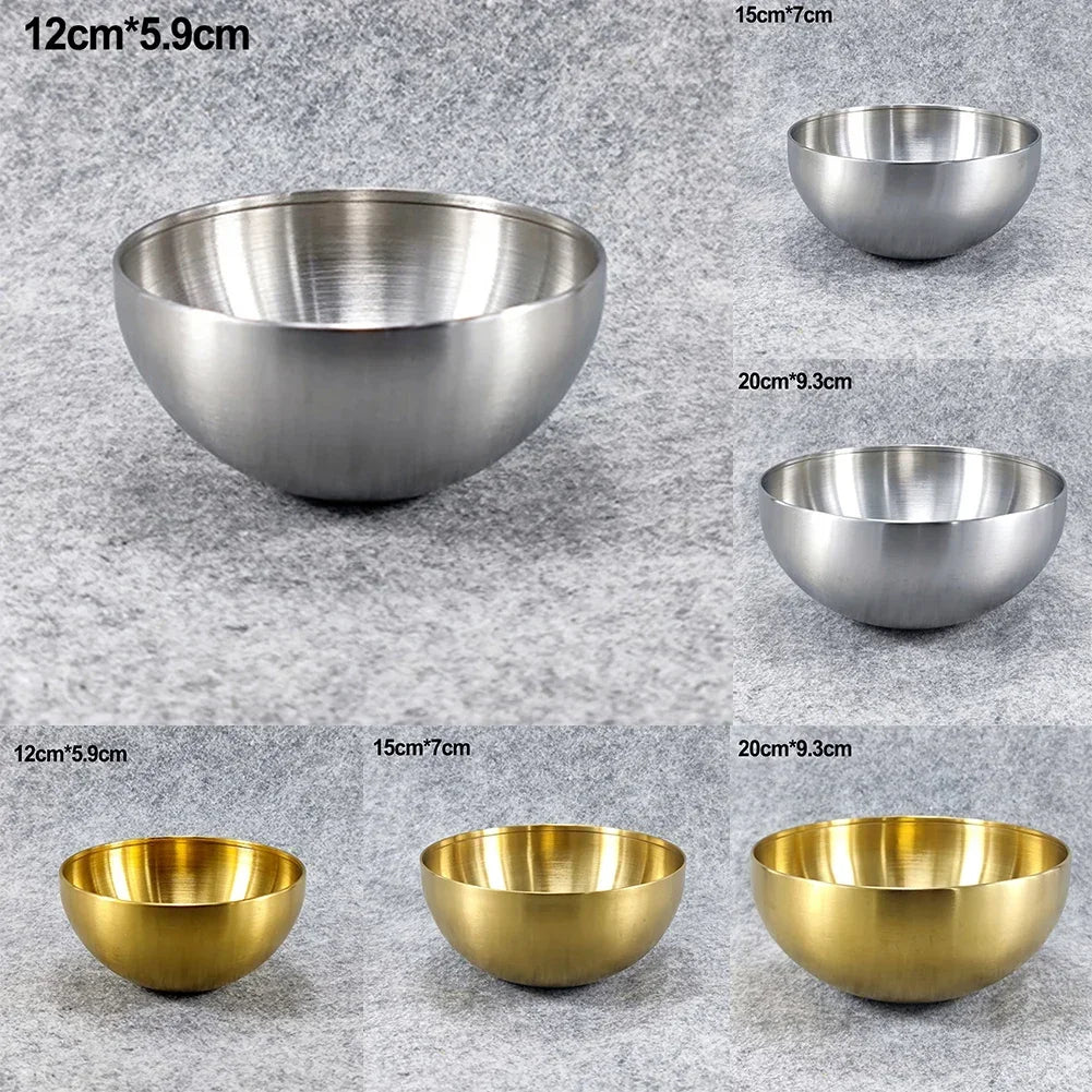 Gold & Silver Stainless Steel Bowl – Fruit, Salad & Ramen Tableware