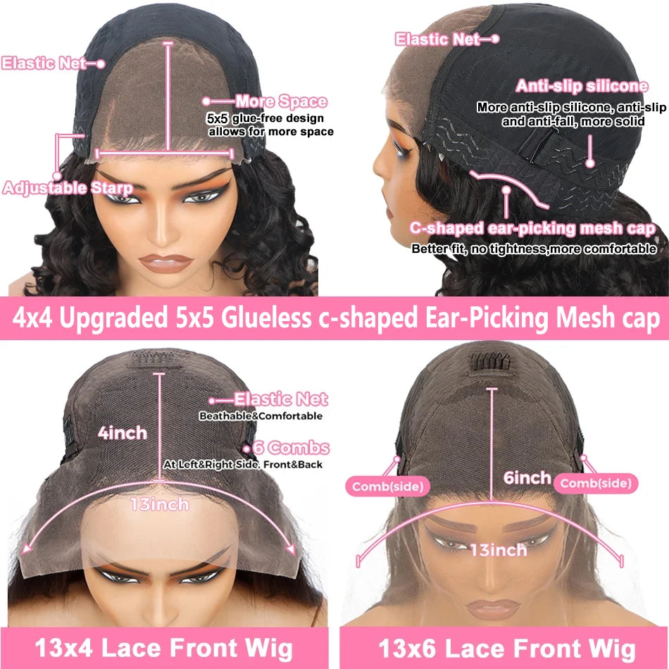 Body Wave Bob Wig 13x6 Transparent Lace Frontal Brazilian Human Hair Wig – Virgin Remy, 180% Density