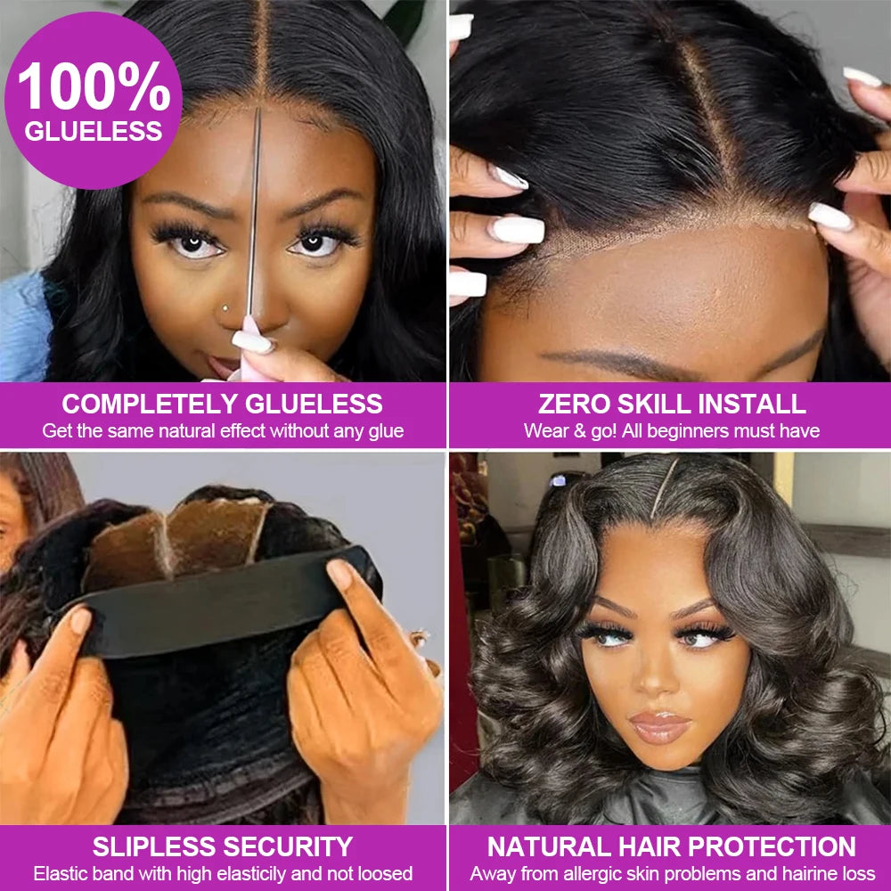 Body Wave HD Lace Frontal Wig 250% Density – Short Bob Human Hair Wig, Glueless 13x4 & 13x6 Transparent Lace, Natural Shine, Premium Salon Look