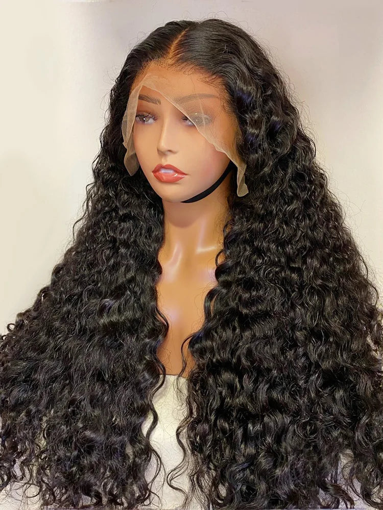 Le Mythe Brazilian Deep Wave HD Lace Front Wig (13x4/13x6) – 30-40 Inch, Pre-Plucked Natural Black