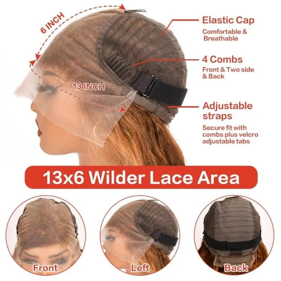 P427 Highlight Human Hair Wig | 13x4 & 13x6 HD Lace Front Wig | Deep Wave | P1B30 & 427 | 200%-250% Density