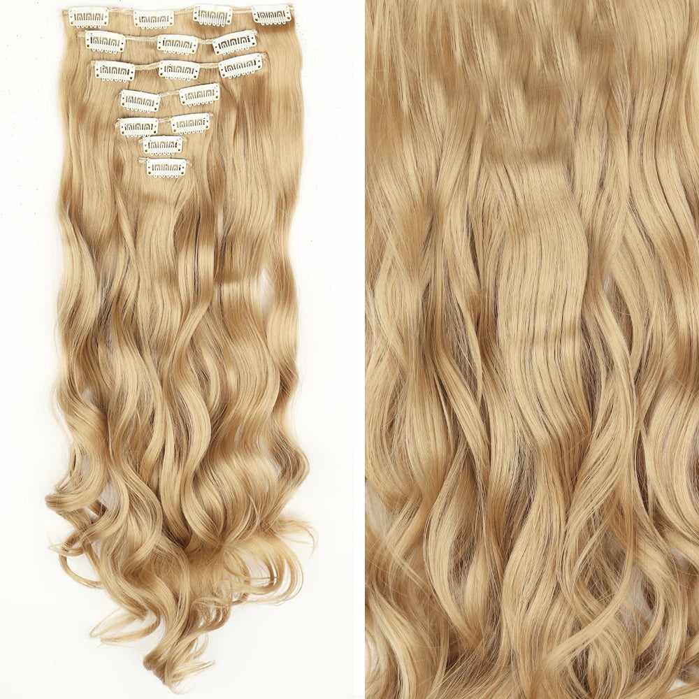 7Pcs Clip-in Hair Extensions | 24 Inch Straight | 60 Colors | Heat Resistant Fiber
