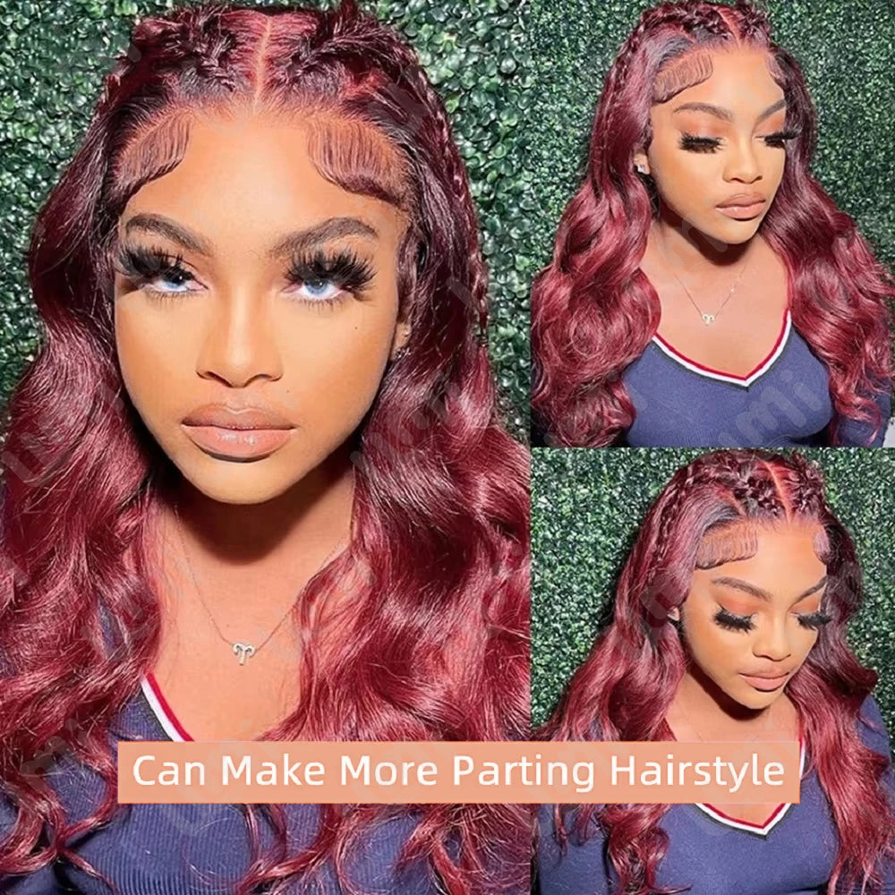 13x4 HD Lace Front Burgundy 99J Body Wave Human Hair Bob Wig – Pre-Plucked