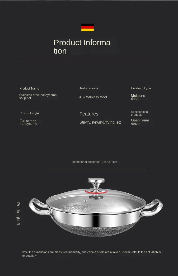 32cm 304 Stainless Steel Non-Stick Frying Pan – Induction & Gas Wok