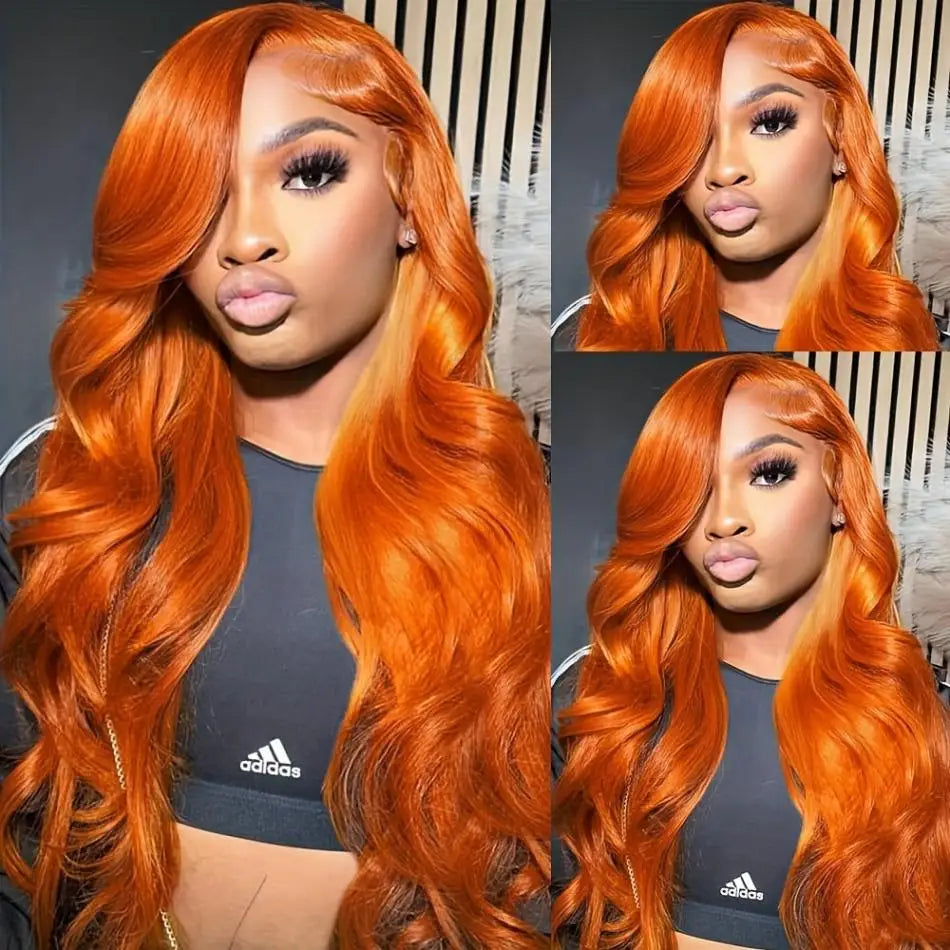 Orange Ginger 13x4 13x6 Body Wave Lace Front Wig 30 Inch Brazilian Human Hair
