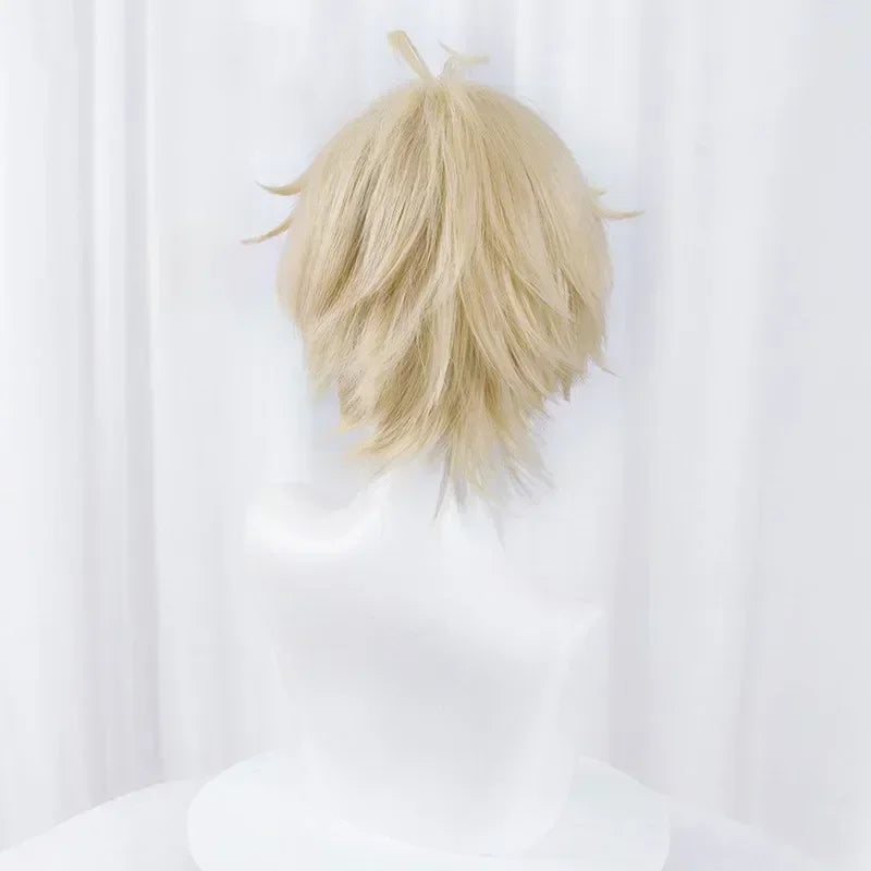 Men's Short Blonde Cosplay Wig – Heat Resistant Synthetic Full Cap Wig